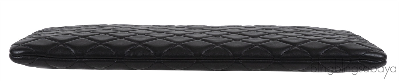 Chanel Black Large CC Quilted Lambskin O-Case Clutch