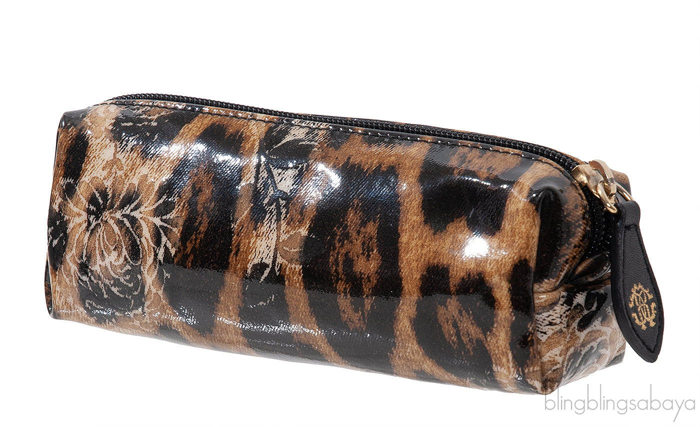 Leopard Print Patent Leather Accessories Pouch