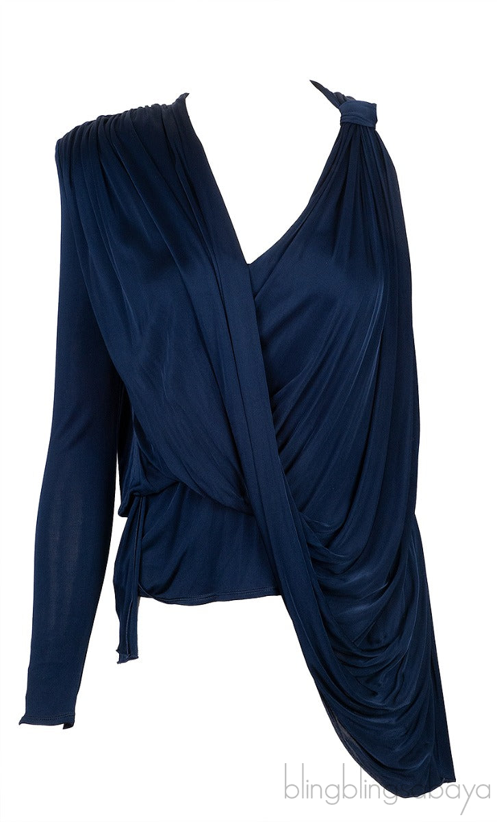 Blue Asymmetric Shoulder Top