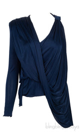Blue Asymmetric Shoulder Top