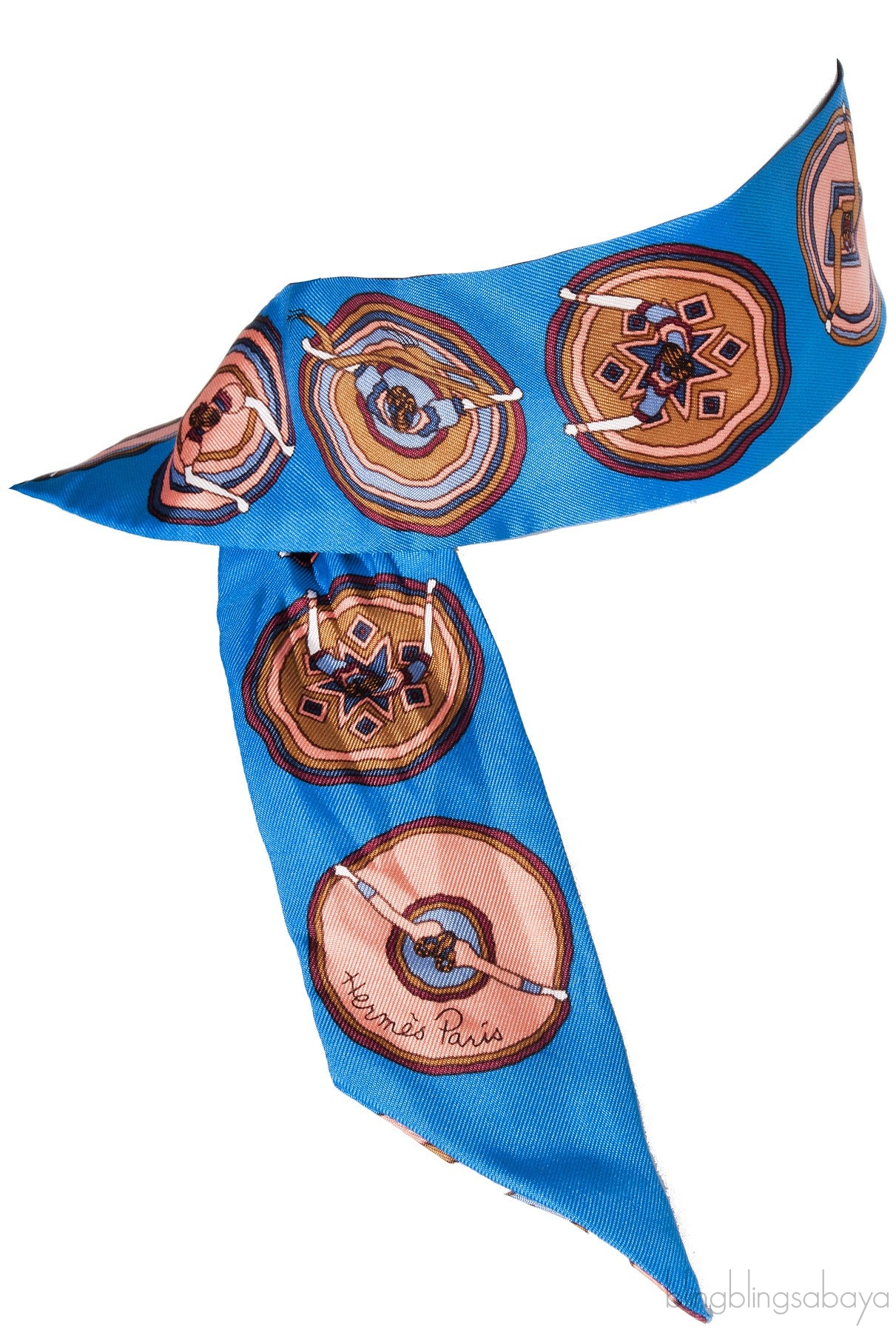 Blue Multicolor Printed Twilly