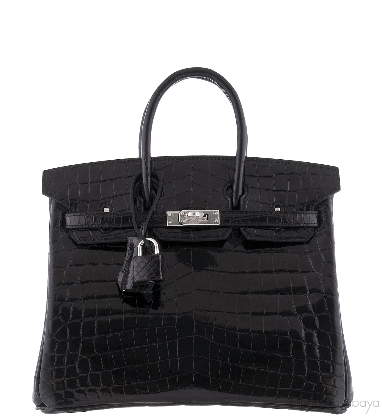 Birkin 25 Black Crocodile PHW