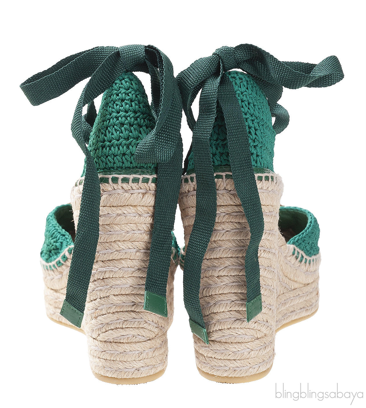 GG Green Lilibeth Web Espadrille Wedge Sandal