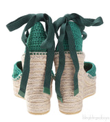 GG Green Lilibeth Web Espadrille Wedge Sandal