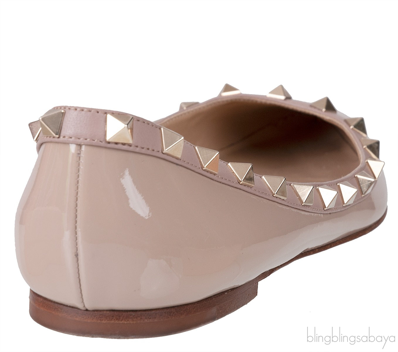 Nude Leather Rockstud Ballet Flat