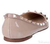 Nude Leather Rockstud Ballet Flat