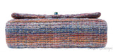 Chanel Purple Multicolor Tweed Medium Double Flap Bag