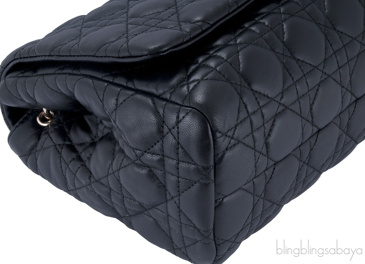 Black Leather Cannage Shoulder Bag