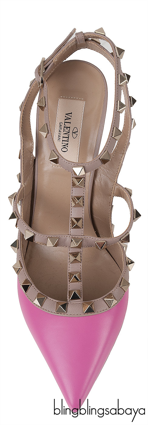 Pink Rockstud Pointed Toe Heels