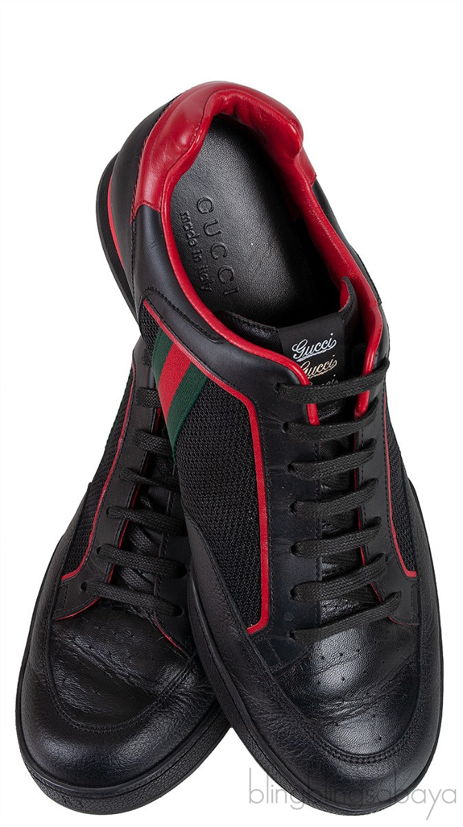 Mesh Fabric Leather Vintage Tennis Web Sneakers
