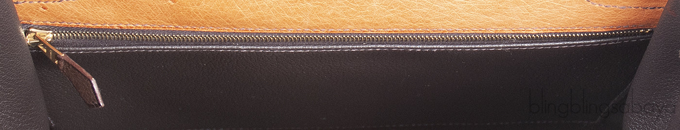 Hermes Kelly 32 Chocolate Natural and Dark Brown Ostrich GHW