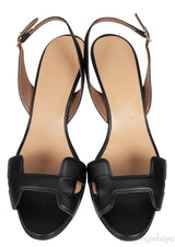 Hermes Black Night 70 Slingback Sandals