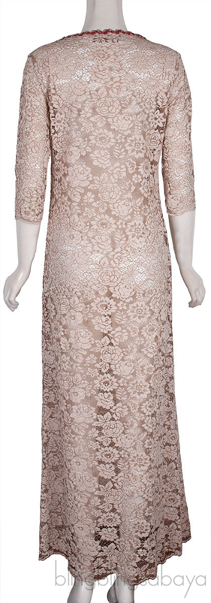 Lace Floral Crystal Maxi Dress