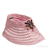 LV Pink and Crystal Raffia Crochet Visor