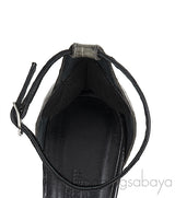 H Initial Black Bicolor Crocodile Heels