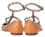 Orange Matte Rockstud Flat Ballerina