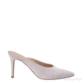 Off White Suede Pointed Toe Mule