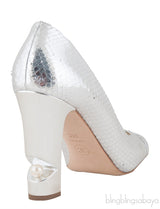 Silver Metallic Python Heels