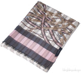 Grey Stripe Chain Print Shawl