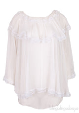 White Ruffled Lace Blouse