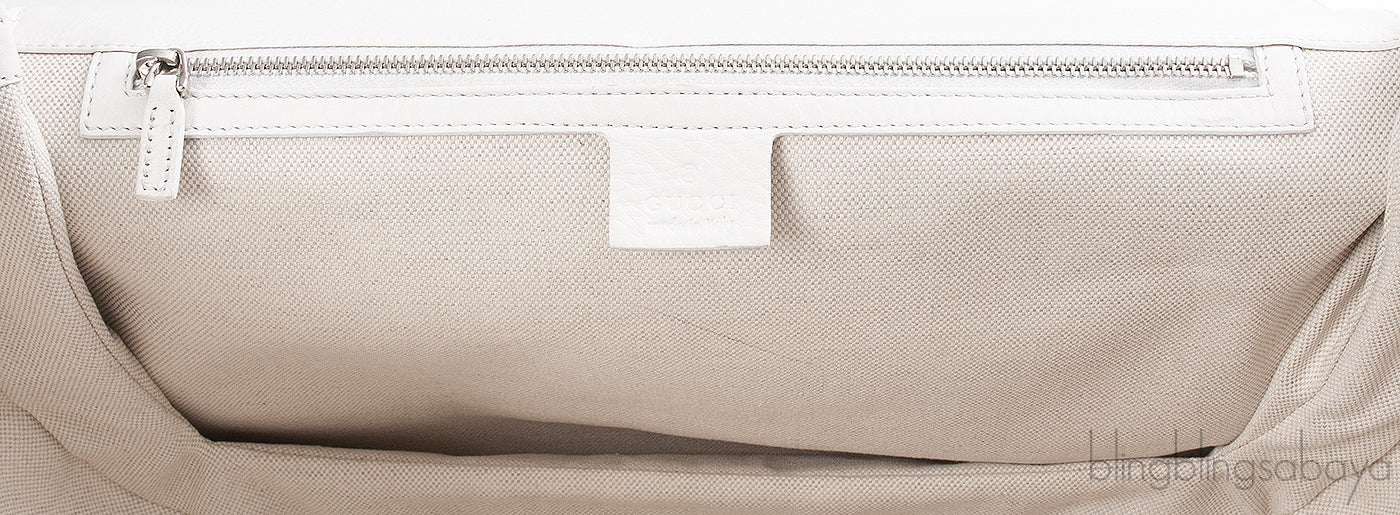 Gucci White Large Bamboo Top Handle Bag