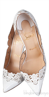 White Laser Cut Pointed Toe Heels