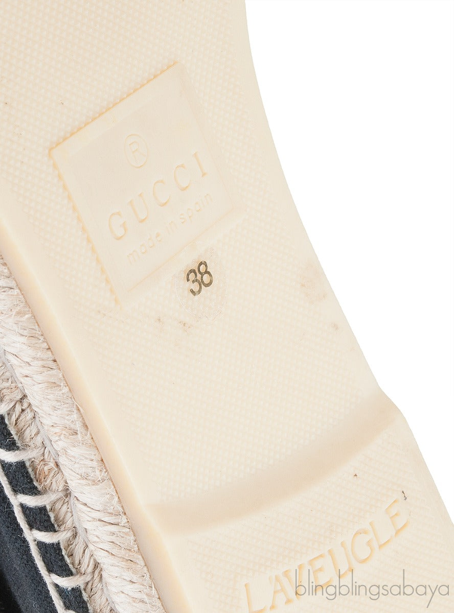 Gucci Pepita Black Canvas Crystal Espadrille