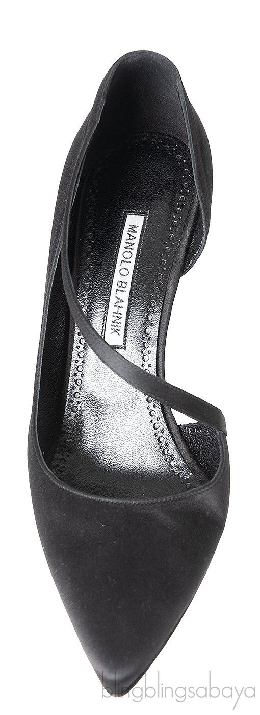Black Satin Pointed Toe Heels
