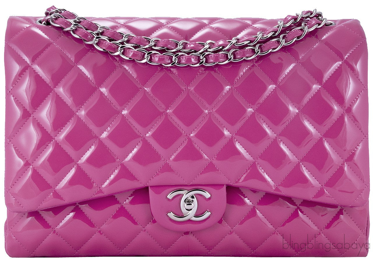 Fuchsia Quilted Maxi Flap Bag