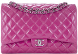 Fuchsia Quilted Maxi Flap Bag