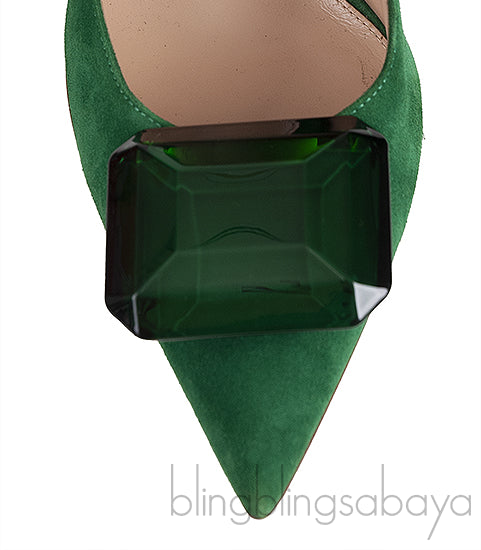 Emerald Jaipur 105 Embellished Suede Pumps