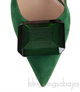 Emerald Jaipur 105 Embellished Suede Pumps