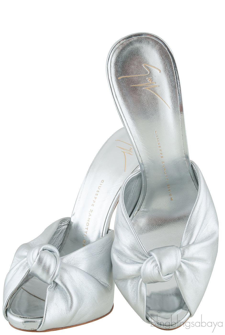 Silver Leather Mule