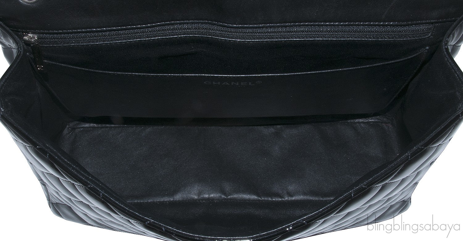 Black Patent Maxi Flap Bag