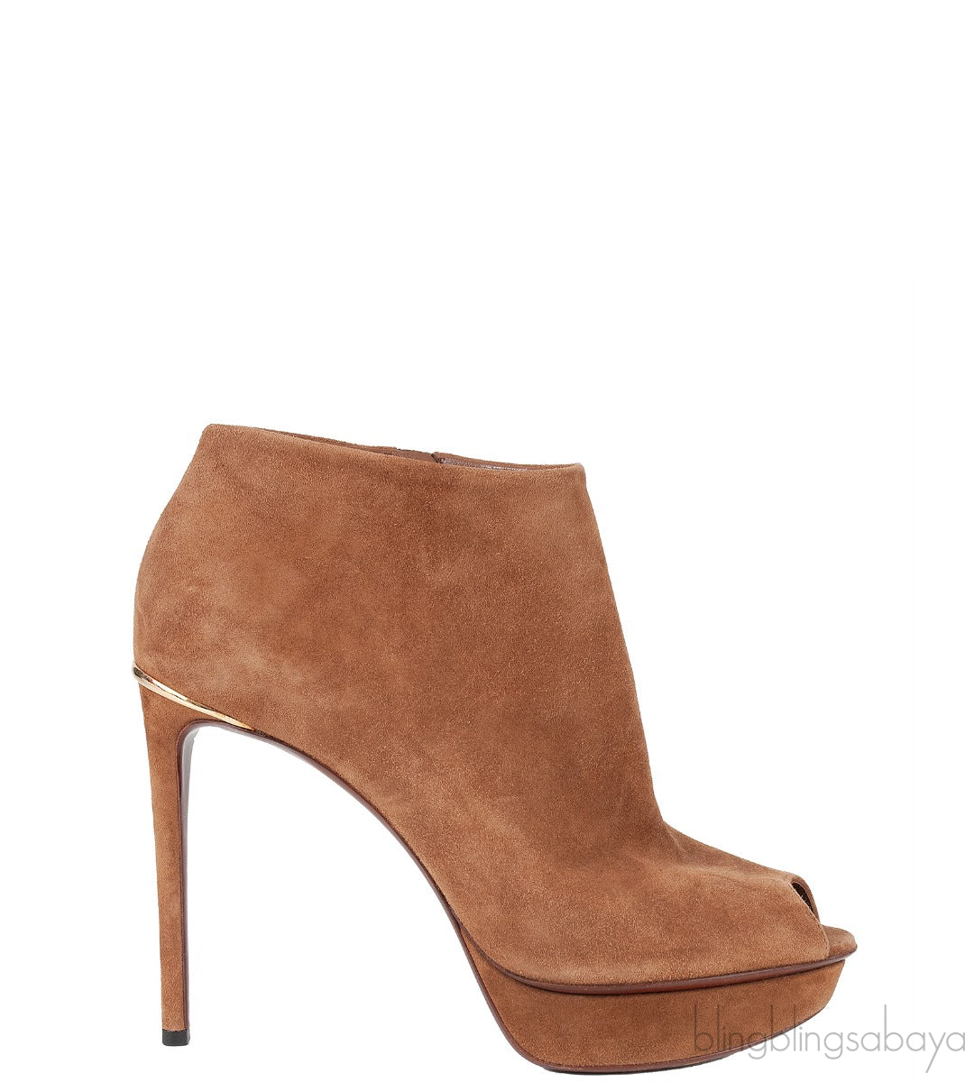 Louis Vuitton Brown Suede Peep Toe Ankle Boots