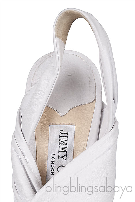 White Leather Slingback Heels