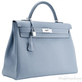 Kelly 40 Blue Lin Togo Retourne