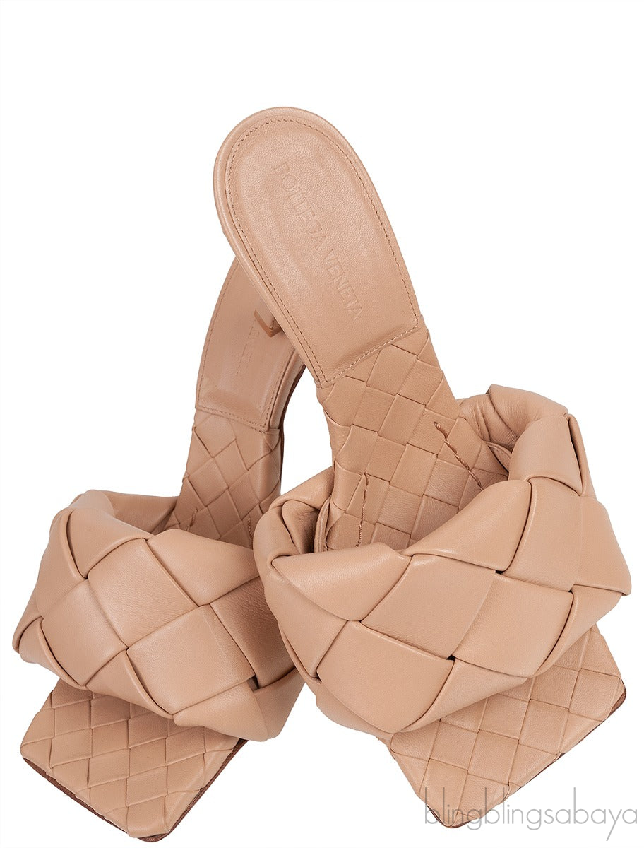 Bottega Veneta Nude Lido Intrecciato Square Toe Mule 38