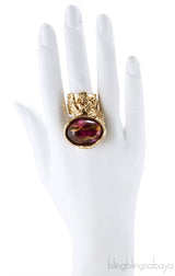 Arty Gold Plated Glass Ring