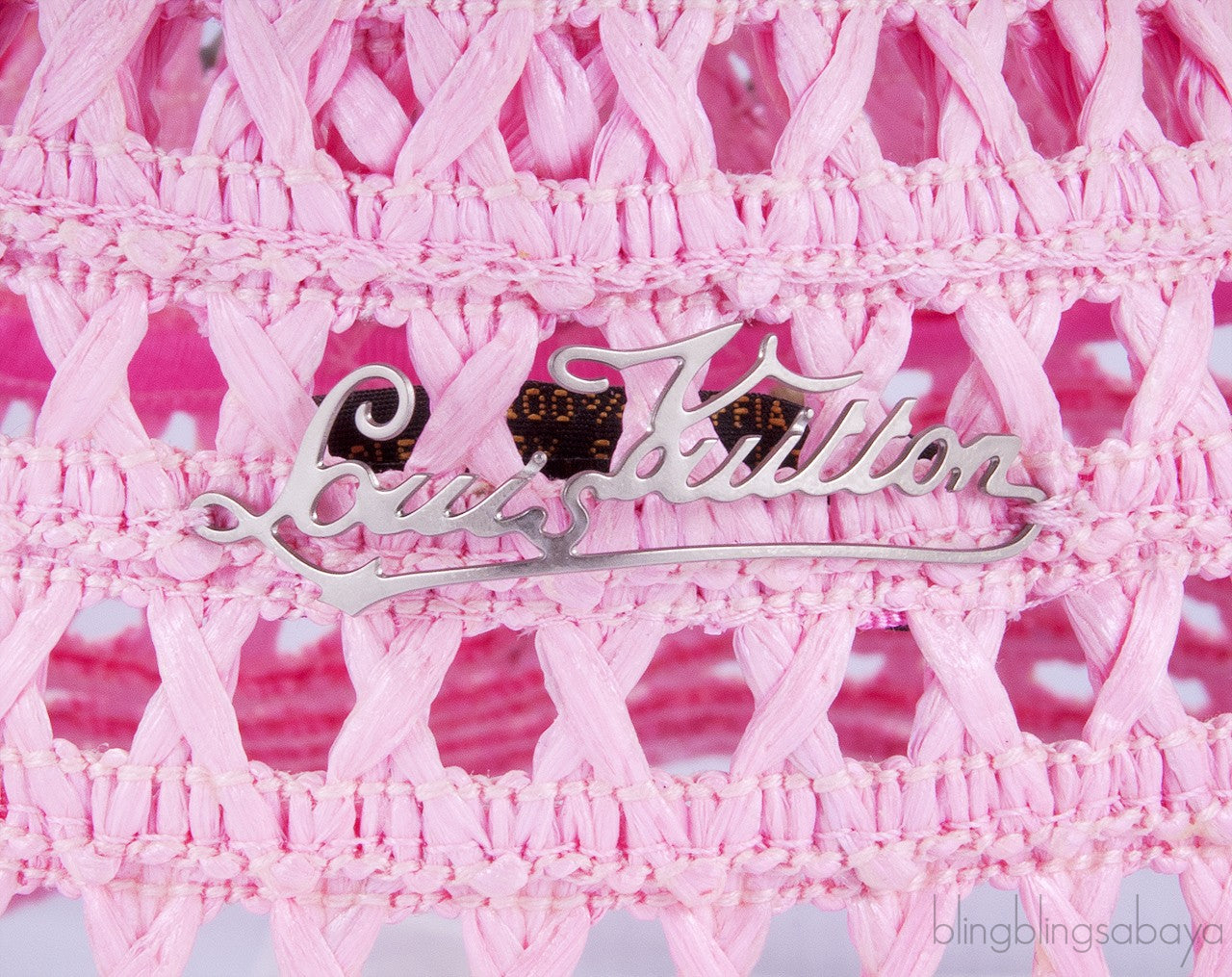 Pink Raffia Crochet Visor