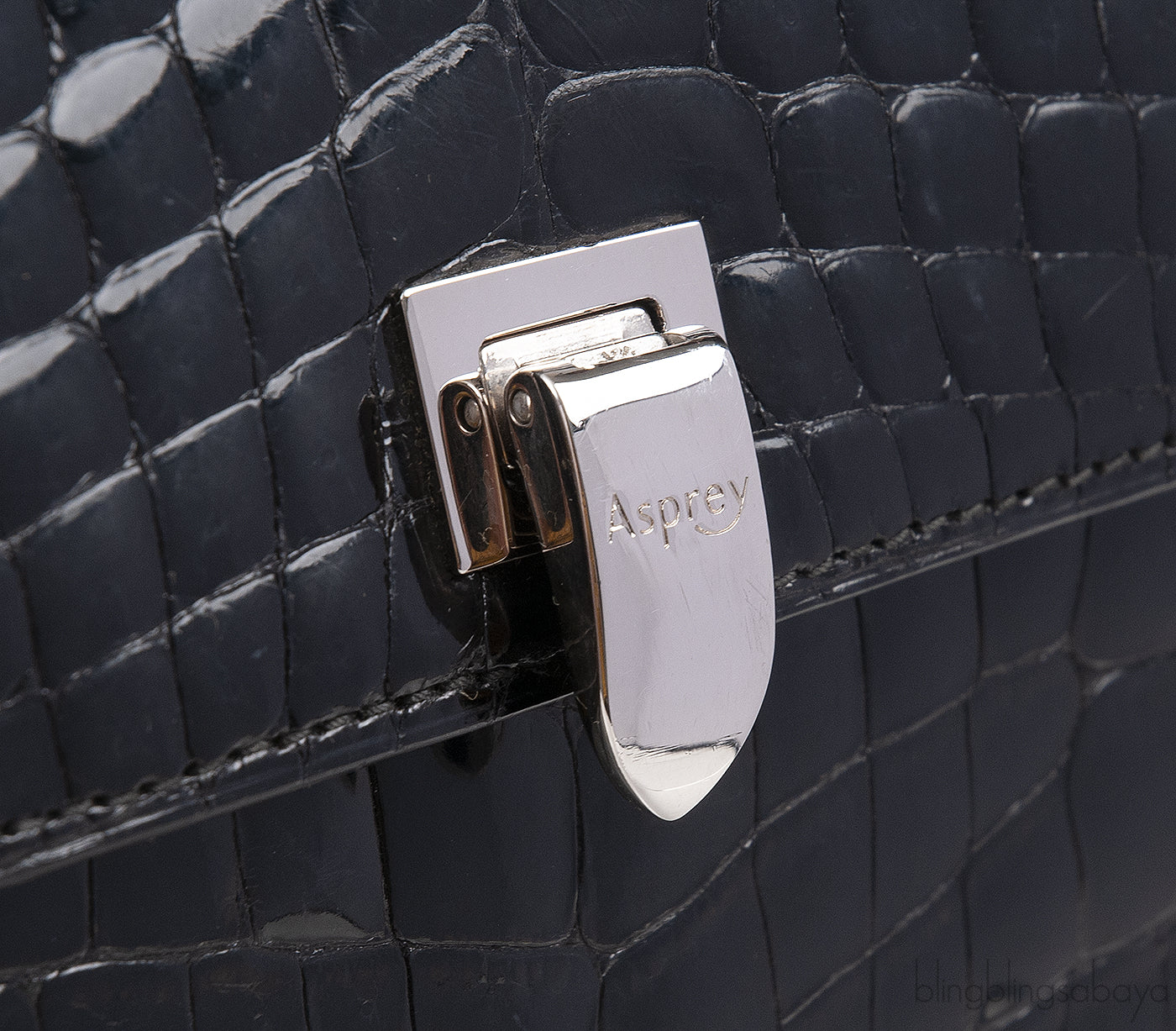 Black Crocodile Top Handle Bag
