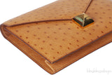Hermes Vintage Medor Gold Ostrich Clutch