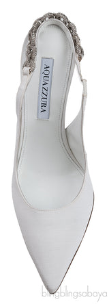 Aquazzura White Love Link 105 Crystal Slingback Heels