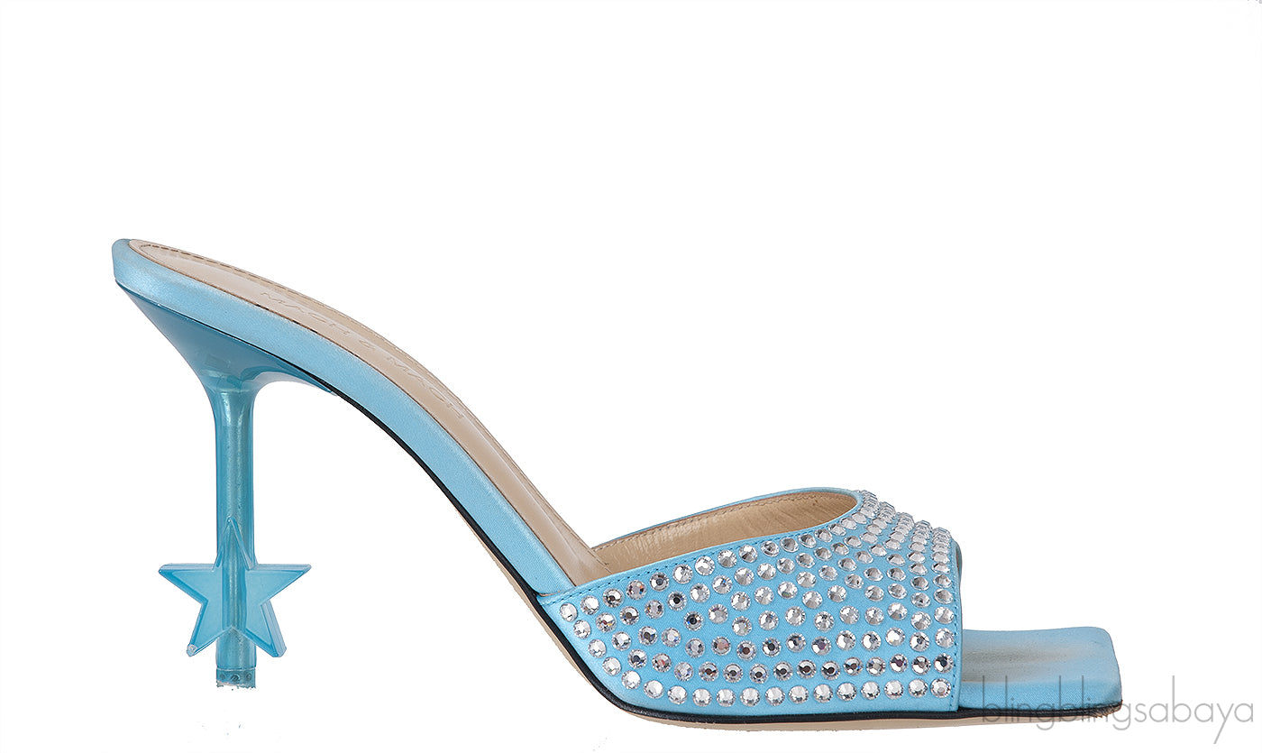 Ocean Blue Crystal Embellished Star Mules