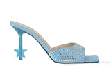 Ocean Blue Crystal Embellished Star Mules