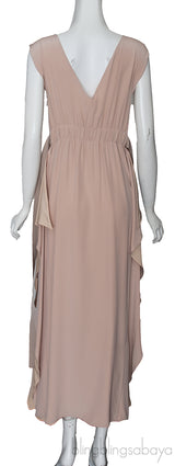 Silk Crepe de Chine Nude Midi Dress