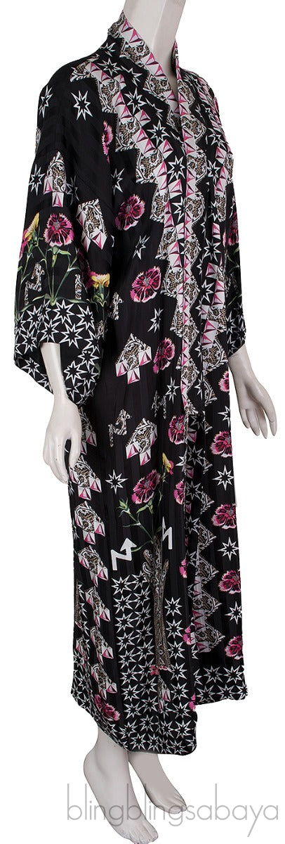 Flux Printed Black Kimono