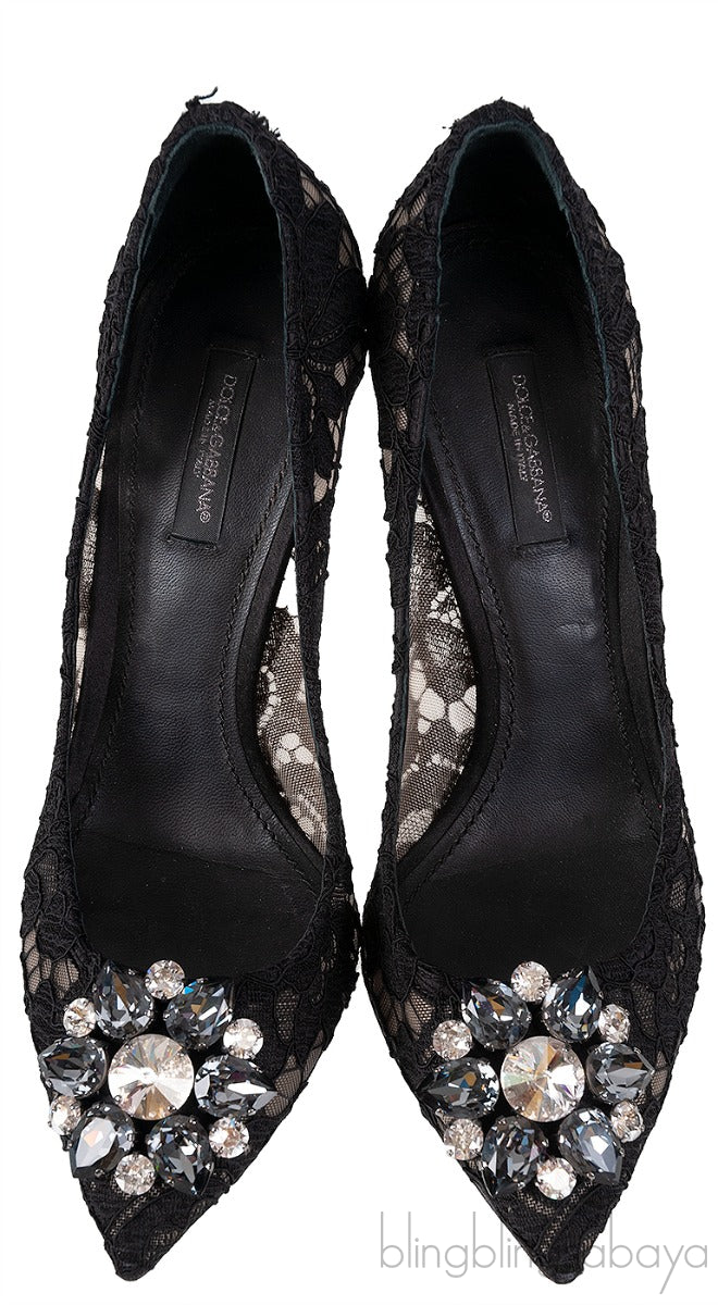 Belucci Taormina Black Lace Embellished Pumps