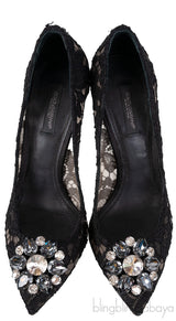 Belucci Taormina Black Lace Embellished Pumps