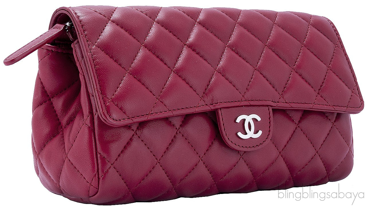 Red Quilted Cosmetic Pouch